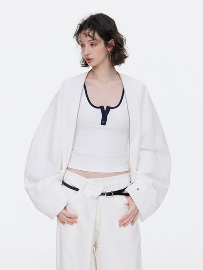 Asymmetrical Waistband Wide-Leg Scimitar Jeans【s0000015535】