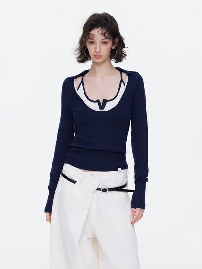 Asymmetrical Waistband Wide-Leg Scimitar Jeans【s0000015535】