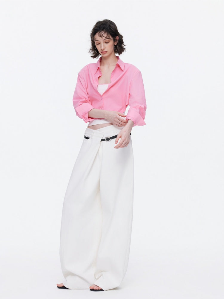 Loose Oversized Shirt Bandeau Contrast Faux Layered Top【s0000015536】