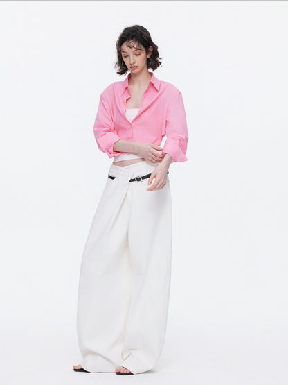 Loose Oversized Shirt Bandeau Contrast Faux Layered Top【s0000015536】