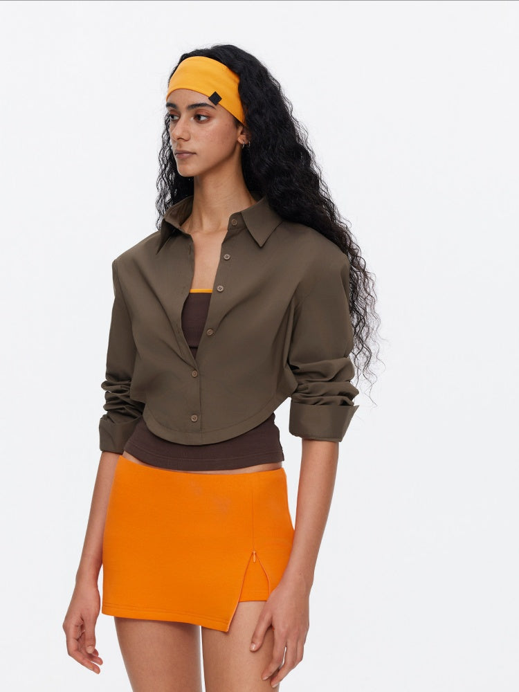 Loose Oversized Shirt Bandeau Contrast Faux Layered Top【s0000015536】