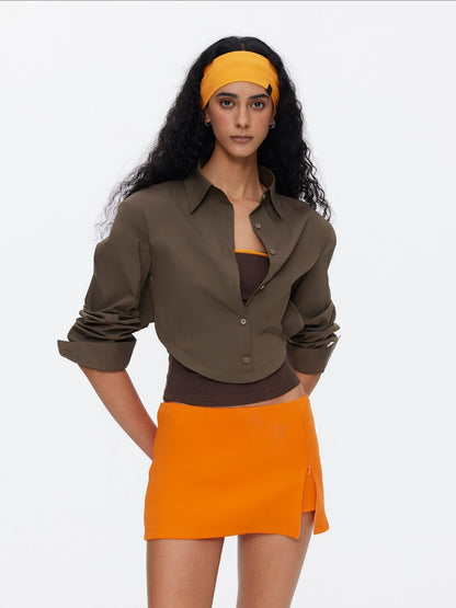 Loose Oversized Shirt Bandeau Contrast Faux Layered Top【s0000015536】