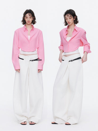 Loose Oversized Shirt Bandeau Contrast Faux Layered Top【s0000015536】