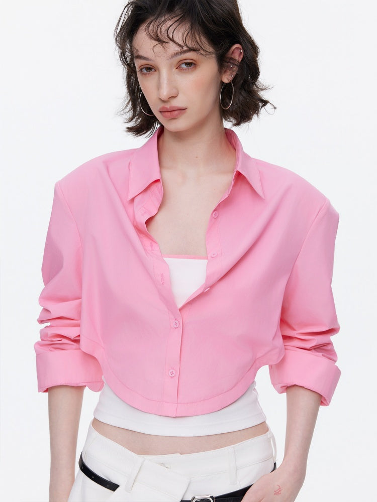 Loose Oversized Shirt Bandeau Contrast Faux Layered Top【s0000015536】