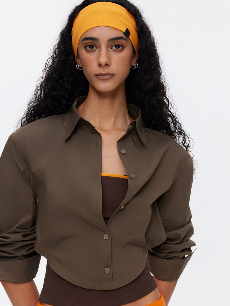 Loose Oversized Shirt Bandeau Contrast Faux Layered Top【s0000015536】