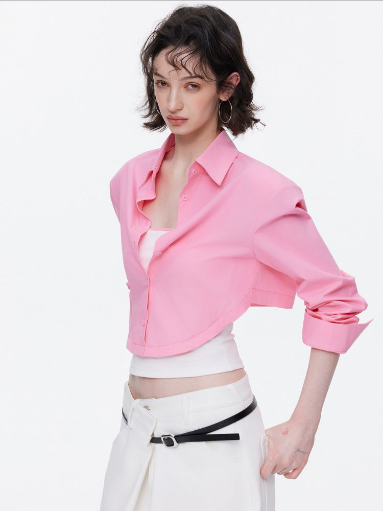Loose Oversized Shirt Bandeau Contrast Faux Layered Top【s0000015536】