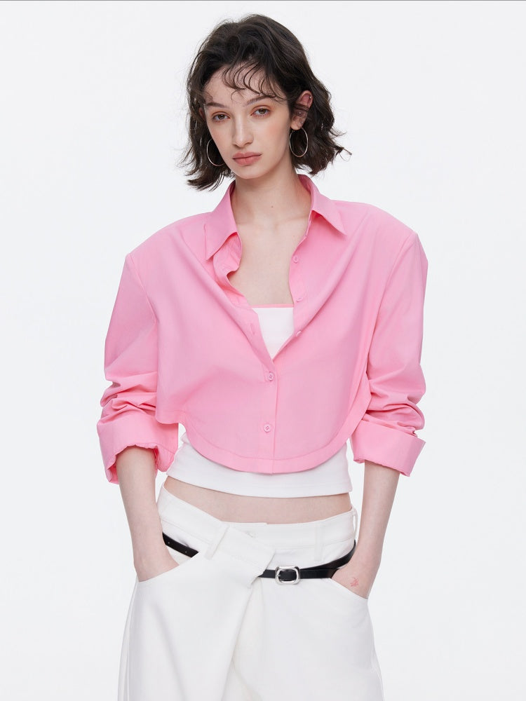 Loose Oversized Shirt Bandeau Contrast Faux Layered Top【s0000015536】