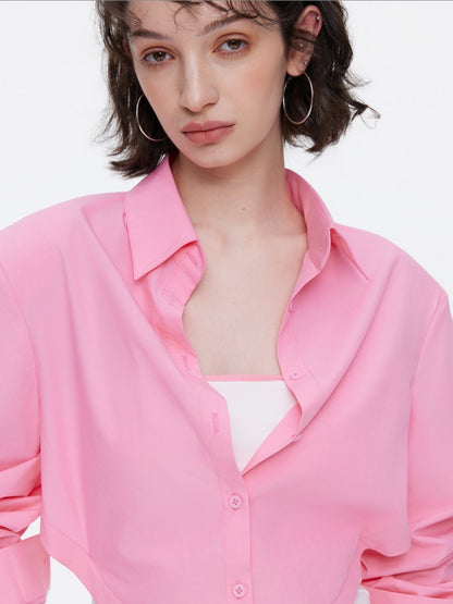 Loose Oversized Shirt Bandeau Contrast Faux Layered Top【s0000015536】