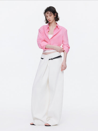 Loose Oversized Shirt Bandeau Contrast Faux Layered Top【s0000015536】