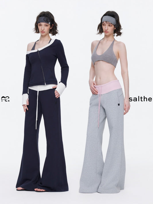 Contrasting Casual Wide-Leg Slimming Floor-Length Bootcut Sweatpants【s0000015537】