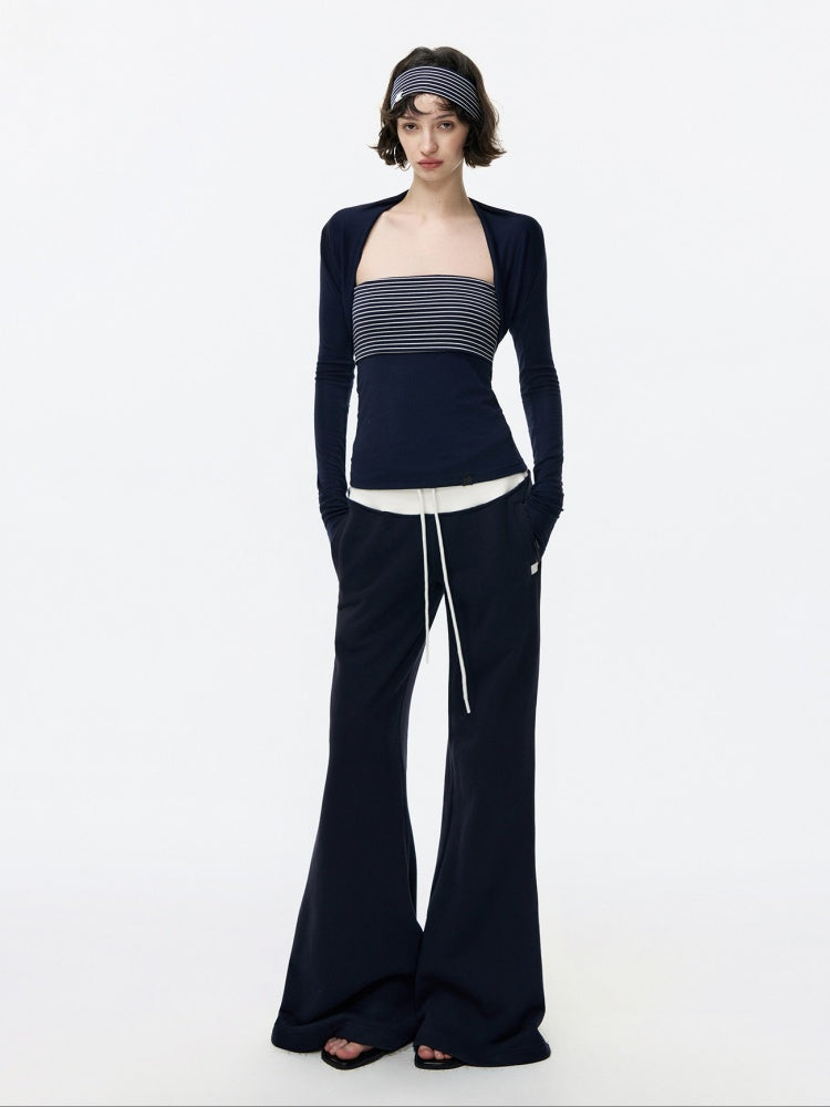 Contrasting Casual Wide-Leg Slimming Floor-Length Bootcut Sweatpants【s0000015537】