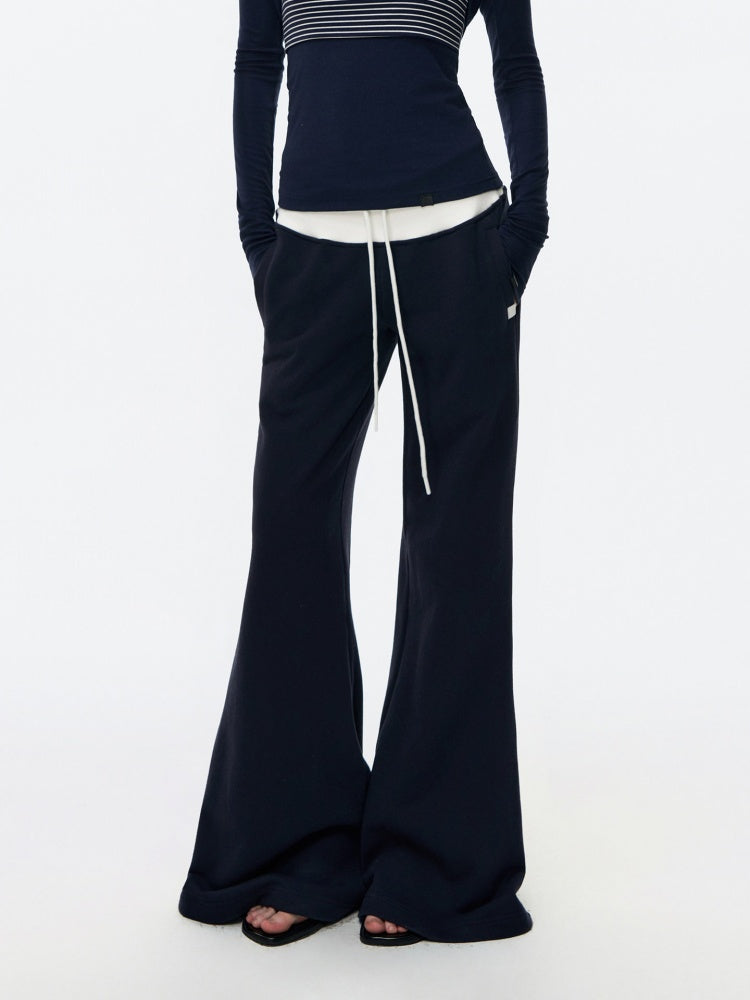 Contrasting Casual Wide-Leg Slimming Floor-Length Bootcut Sweatpants【s0000015537】