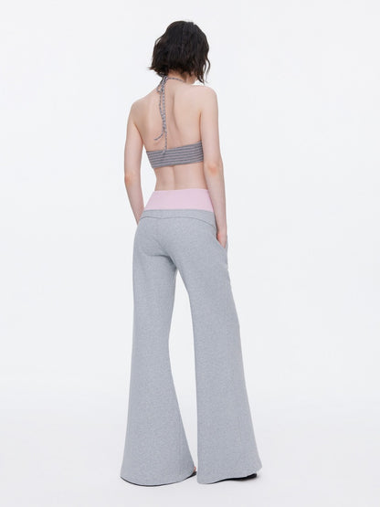 Contrasting Casual Wide-Leg Slimming Floor-Length Bootcut Sweatpants【s0000015537】