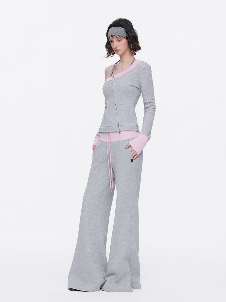 Contrasting Casual Wide-Leg Slimming Floor-Length Bootcut Sweatpants【s0000015537】