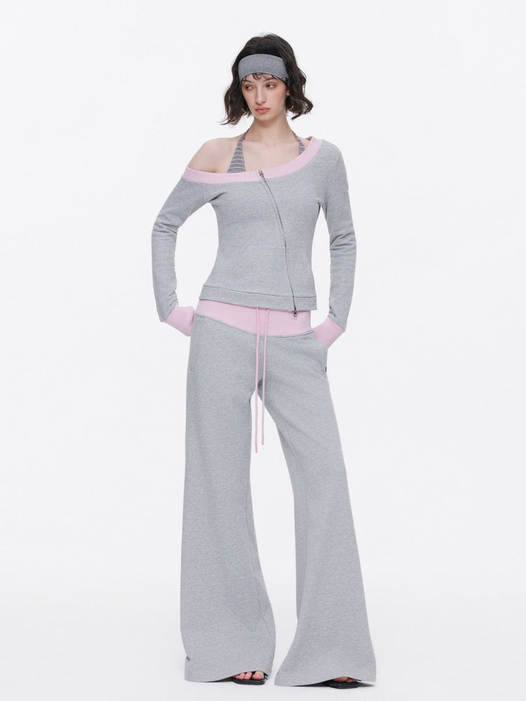 Contrasting Casual Wide-Leg Slimming Floor-Length Bootcut Sweatpants【s0000015537】