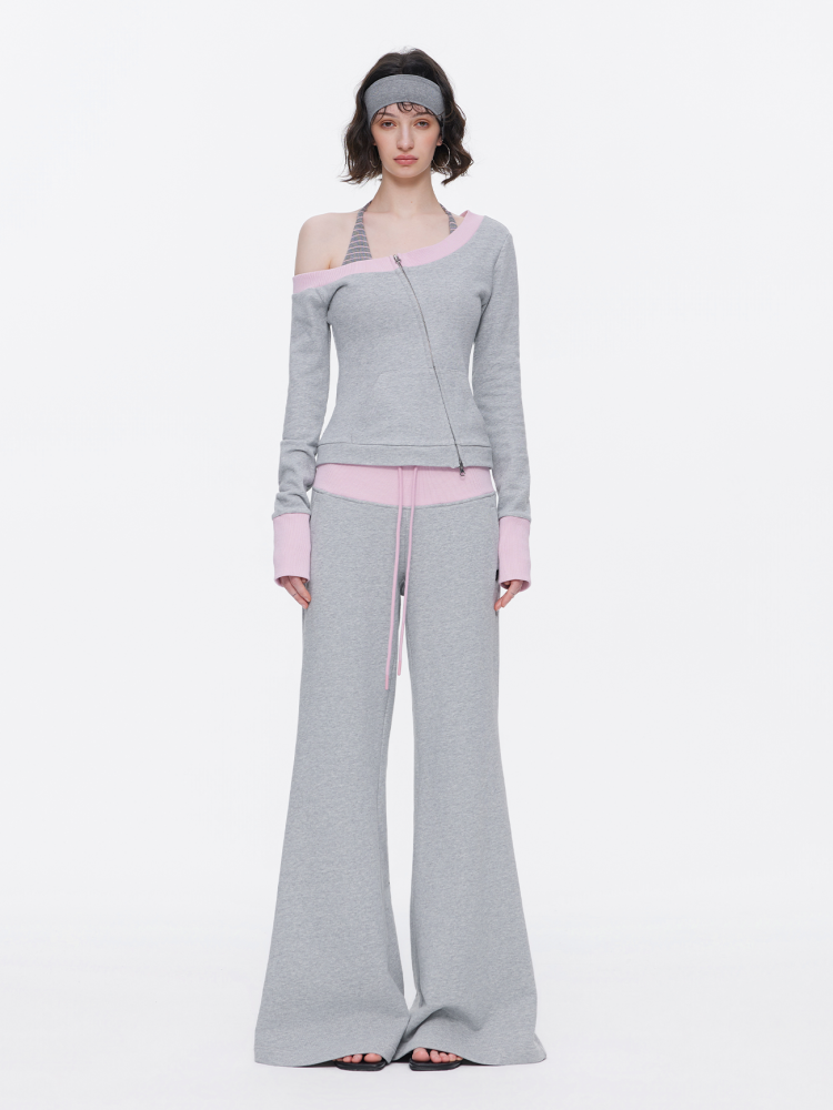 Contrasting Casual Wide-Leg Slimming Floor-Length Bootcut Sweatpants【s0000015537】