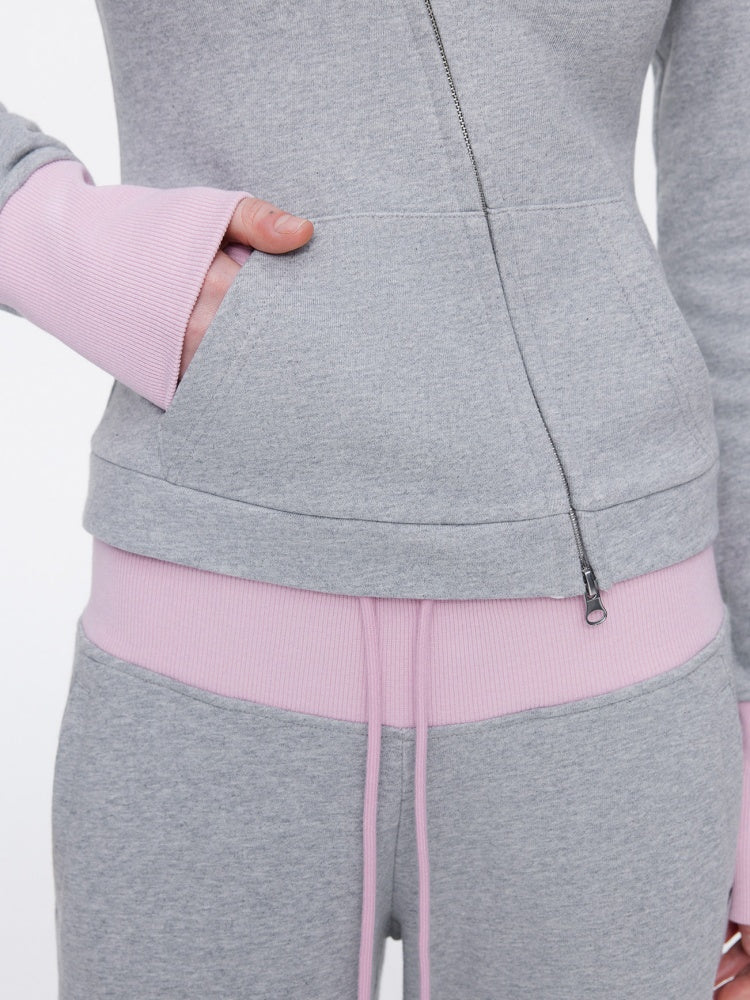 Off-Shoulder Contrast Top Slimming Slanted Sweatshirt【s0000015538】