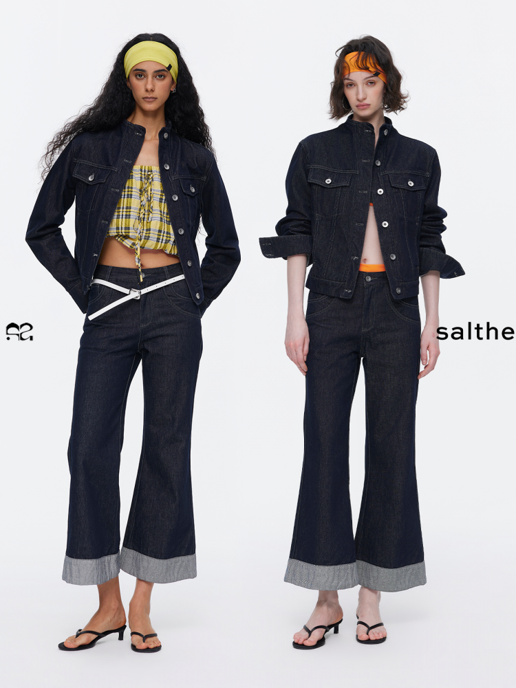 Retro High-Stitch Hem Slightly Flared Cropped Denim Jeans【s0000015541】