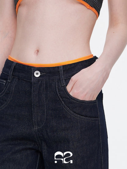 Retro High-Stitch Hem Slightly Flared Cropped Denim Jeans【s0000015541】