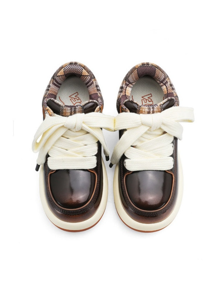 Chunky Sole Cute-Ugly Plaid Shoes【s0000015629】