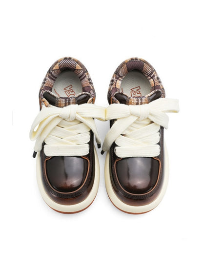 Chunky Sole Cute-Ugly Plaid Shoes【s0000015629】