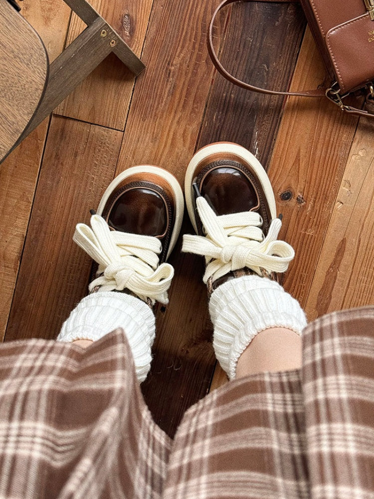 Chunky Sole Cute-Ugly Plaid Shoes【s0000015629】