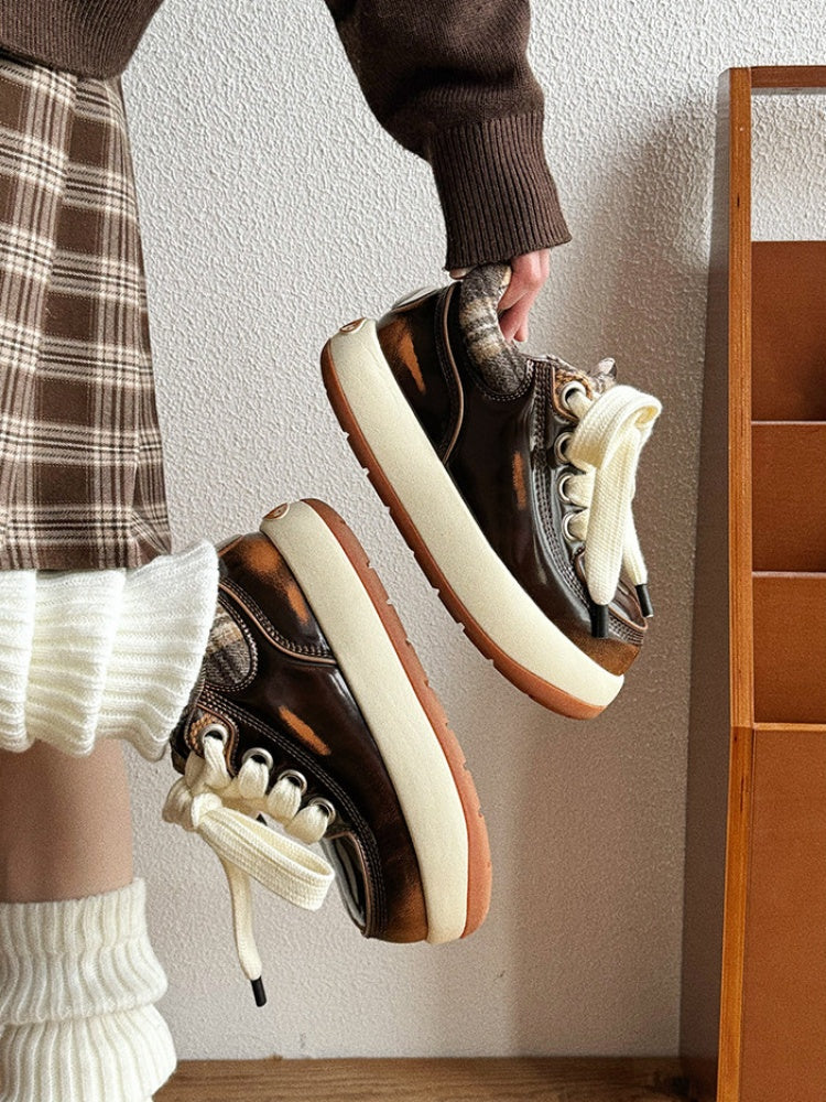 Chunky Sole Cute-Ugly Plaid Shoes【s0000015629】