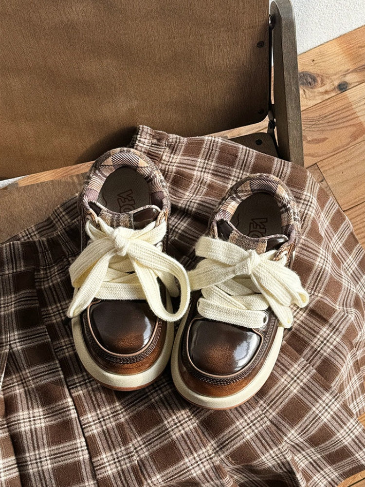 Chunky Sole Cute-Ugly Plaid Shoes【s0000015629】