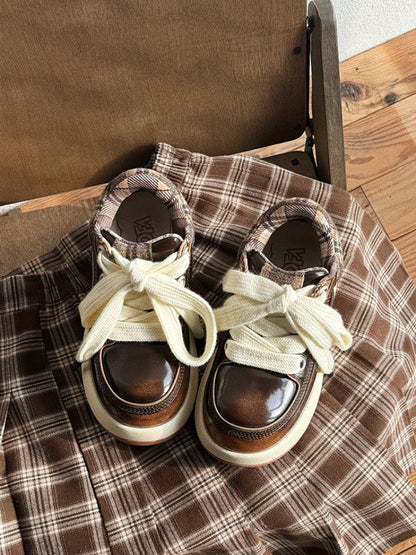 Chunky Sole Cute-Ugly Plaid Shoes【s0000015629】