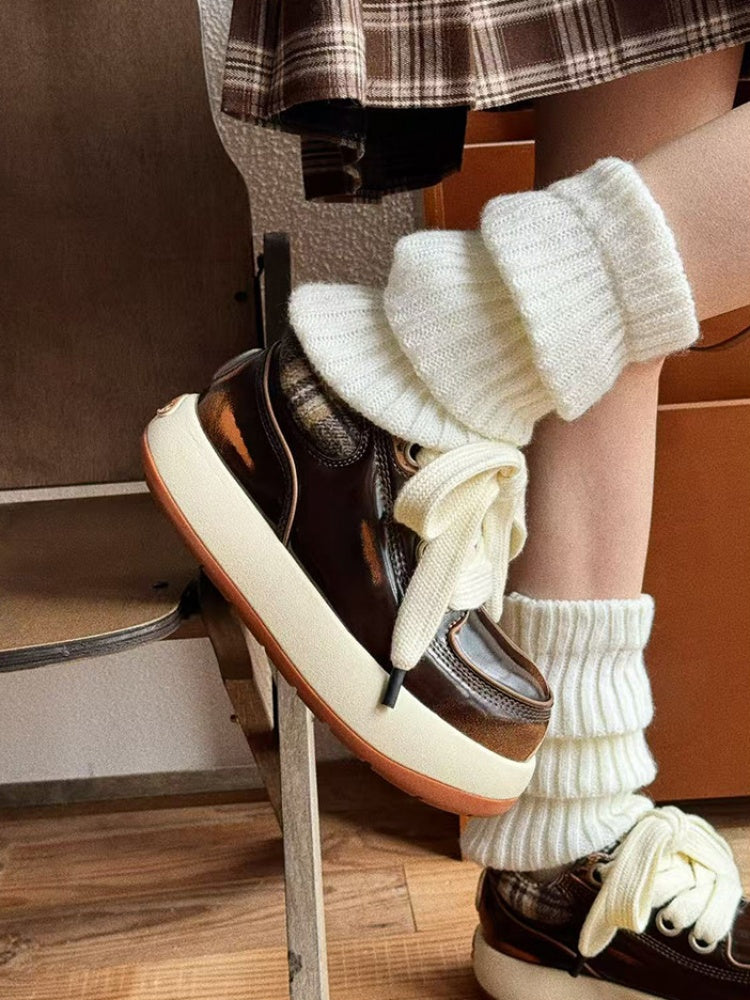 Chunky Sole Cute-Ugly Plaid Shoes【s0000015629】