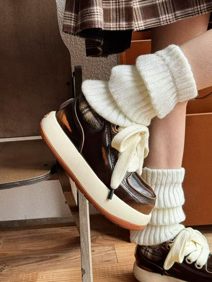 Chunky Sole Cute-Ugly Plaid Shoes【s0000015629】