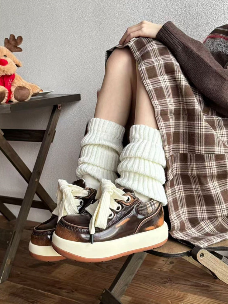 Chunky Sole Cute-Ugly Plaid Shoes【s0000015629】