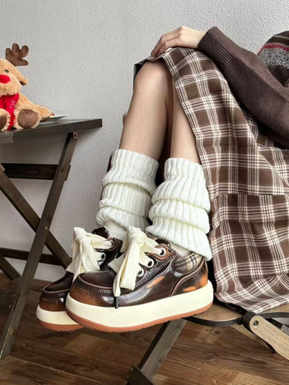 Chunky Sole Cute-Ugly Plaid Shoes【s0000015629】