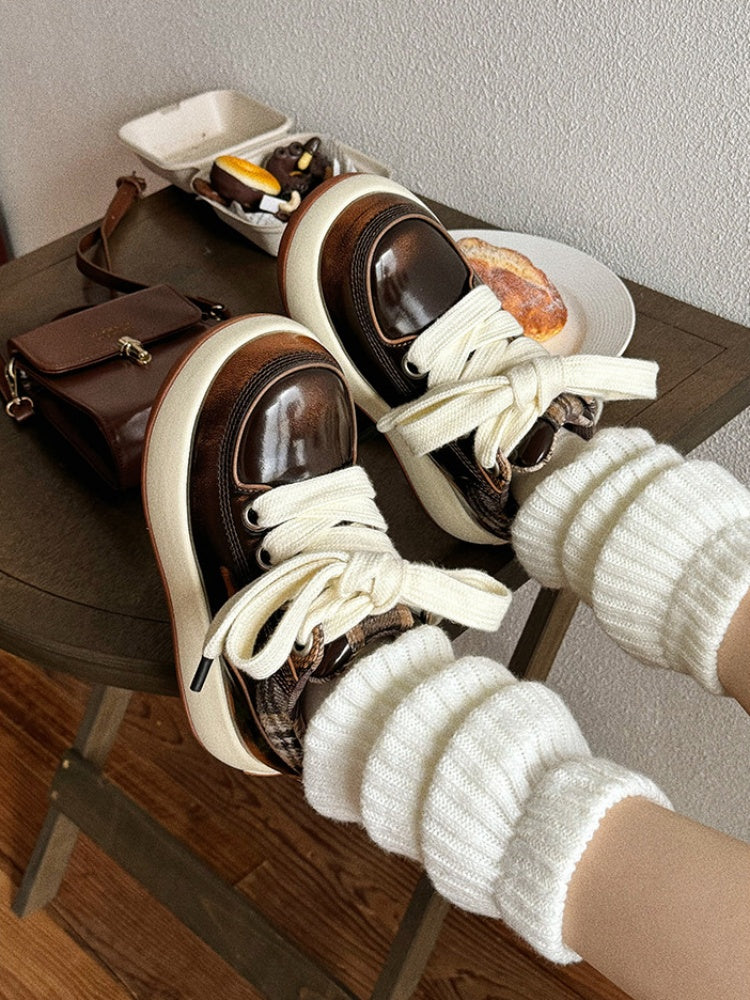 Chunky Sole Cute-Ugly Plaid Shoes【s0000015629】