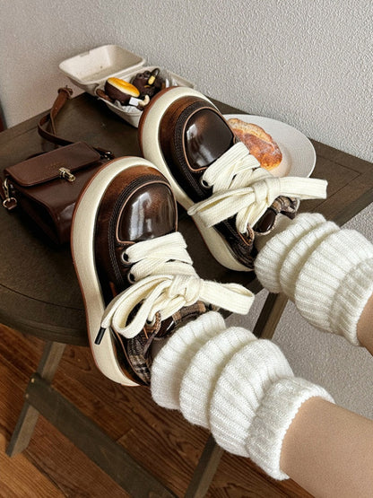 Chunky Sole Cute-Ugly Plaid Shoes【s0000015629】