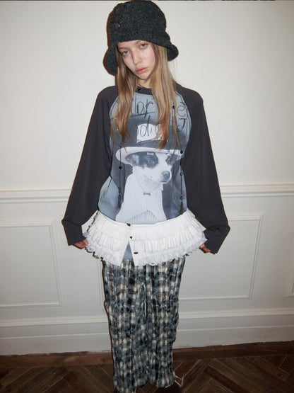Plaid Wrinkled Waist Spliced Straight Leg Pants【s0000015637】