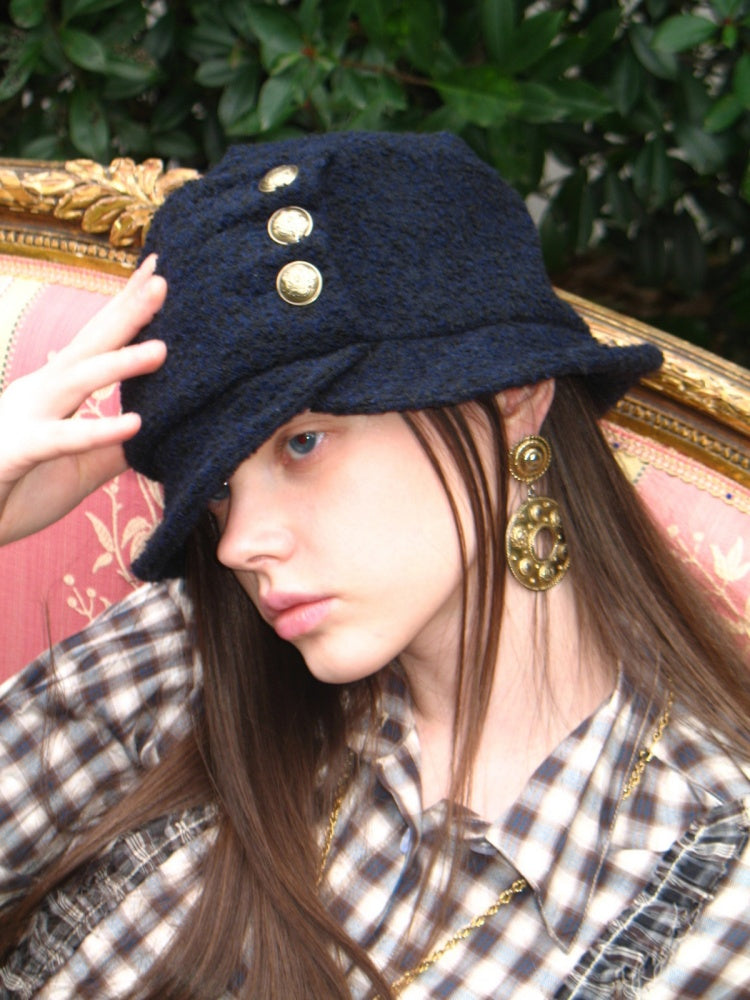Woolen Pleated Bucket Hat【s0000015639】