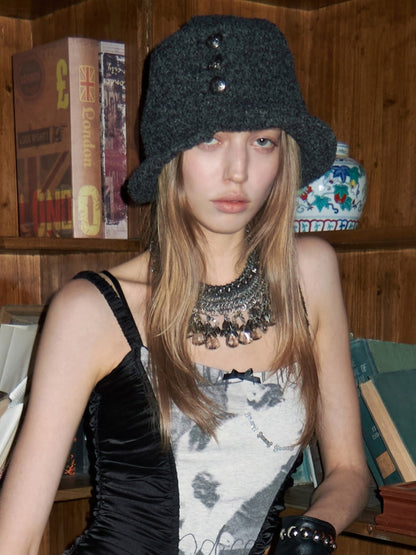 Woolen Pleated Bucket Hat【s0000015639】