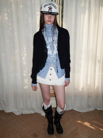 Patchwork Shirred Knit Cardigan【s0000015640】