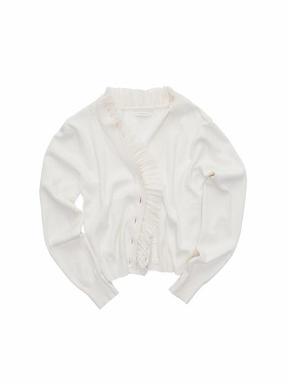 Patchwork Shirred Knit Cardigan【s0000015640】