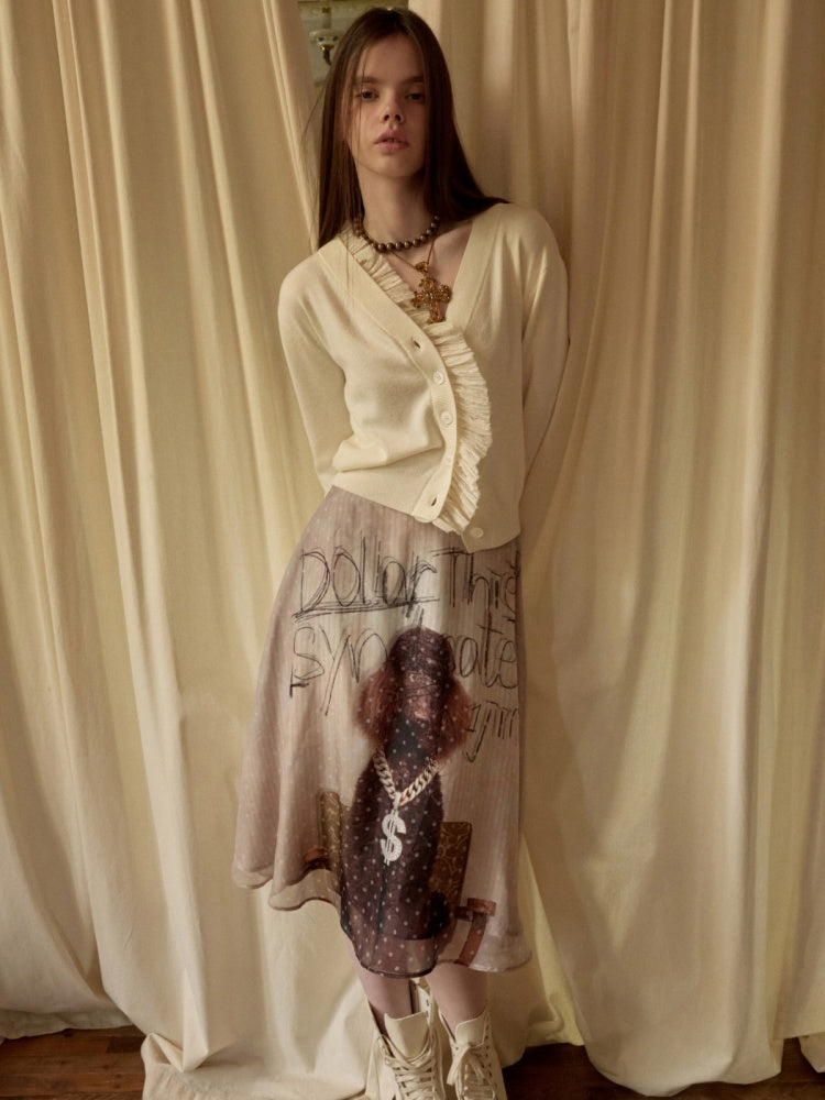 Patchwork Shirred Knit Cardigan【s0000015640】