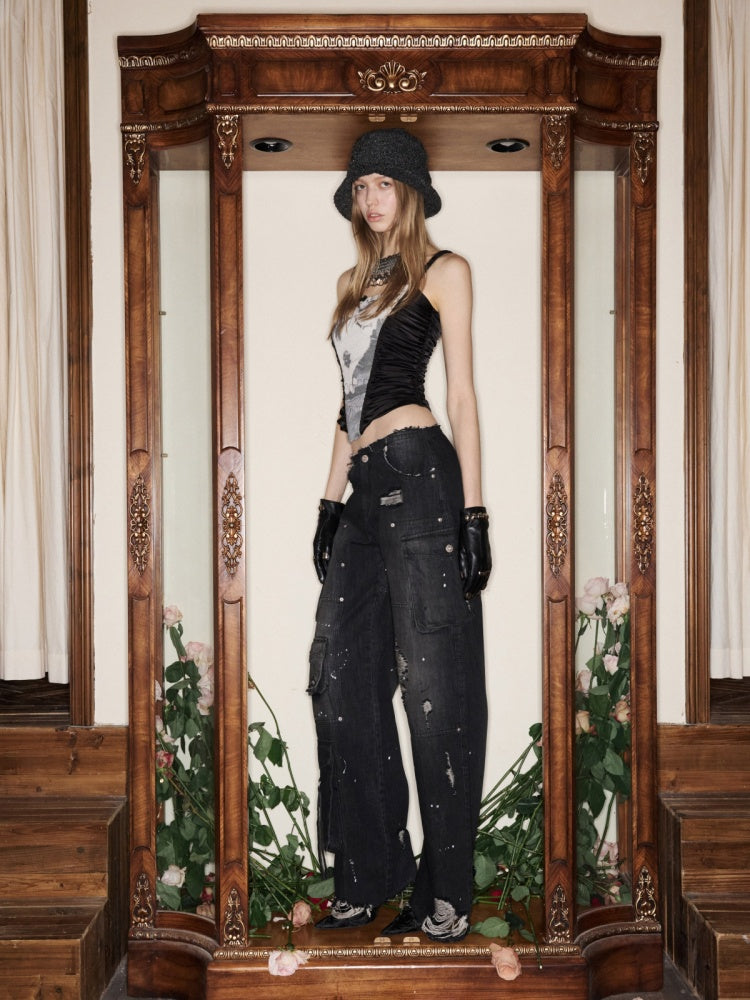 Multi-Pocket Workwear Feng Shui Wash Jeans【s0000015641】