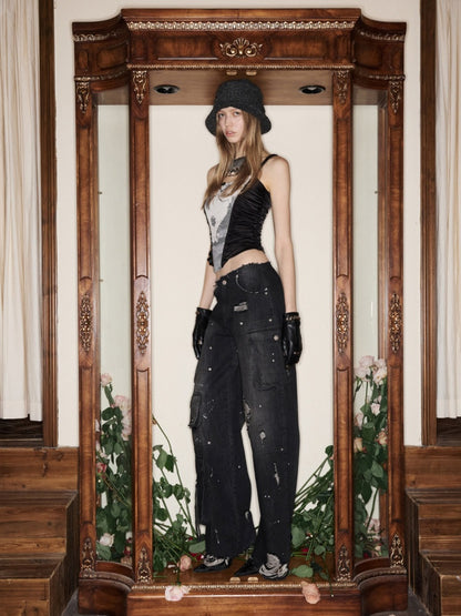 Multi-Pocket Workwear Feng Shui Wash Jeans【s0000015641】