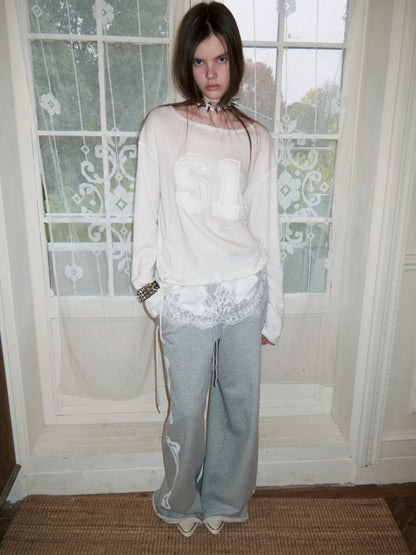 Applique Embroidered Hem Lace Paneled T-Shirt【s0000015644】