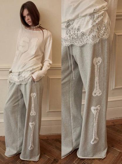 Applique Embroidered Hem Lace Paneled T-Shirt【s0000015644】