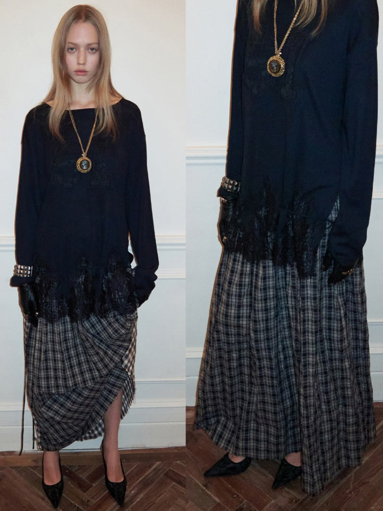 Applique Embroidered Hem Lace Paneled T-Shirt【s0000015644】
