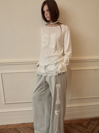 Applique Embroidered Hem Lace Paneled T-Shirt【s0000015644】
