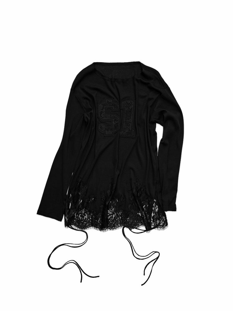 Applique Embroidered Hem Lace Paneled T-Shirt【s0000015644】