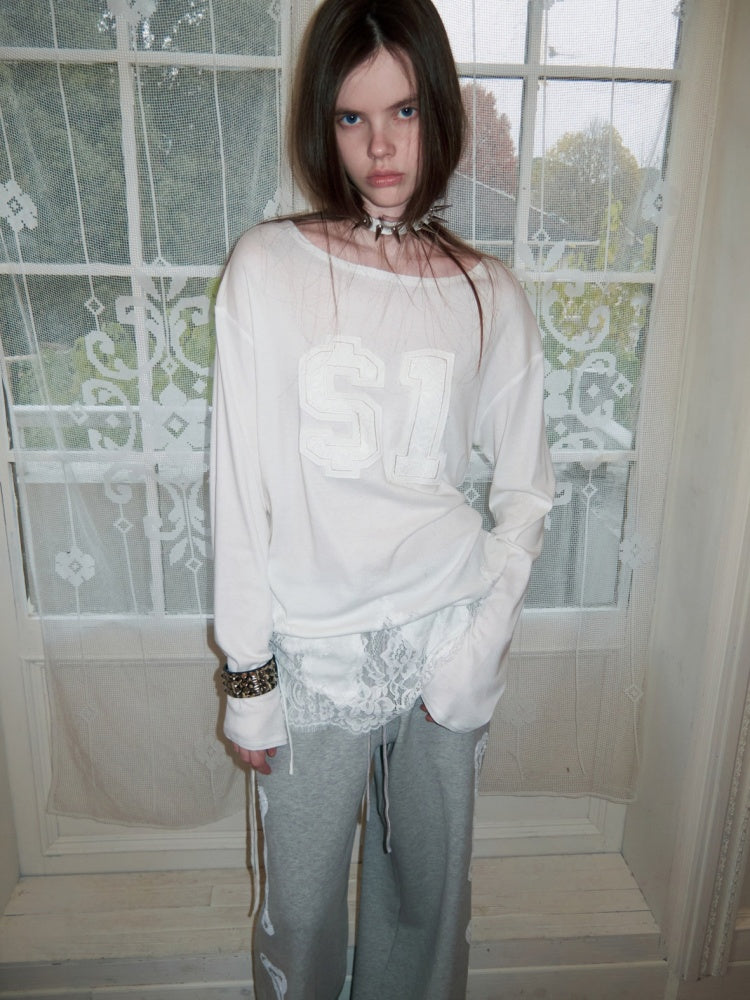 Applique Embroidered Hem Lace Paneled T-Shirt【s0000015644】