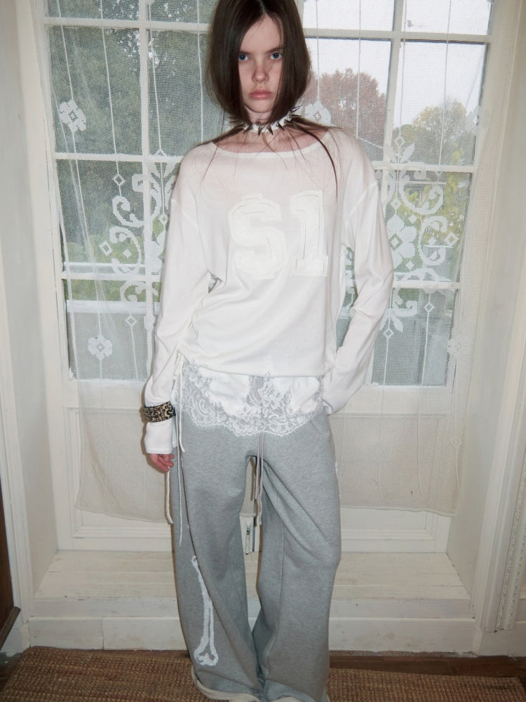 Applique Embroidered Hem Lace Paneled T-Shirt【s0000015644】